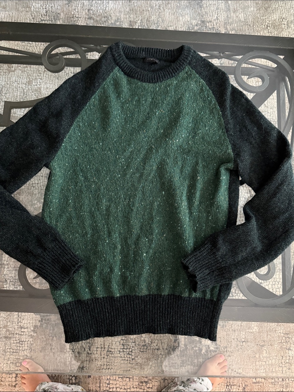 J. Crew wool Green and Army Green Raglan Crewneck Sweater